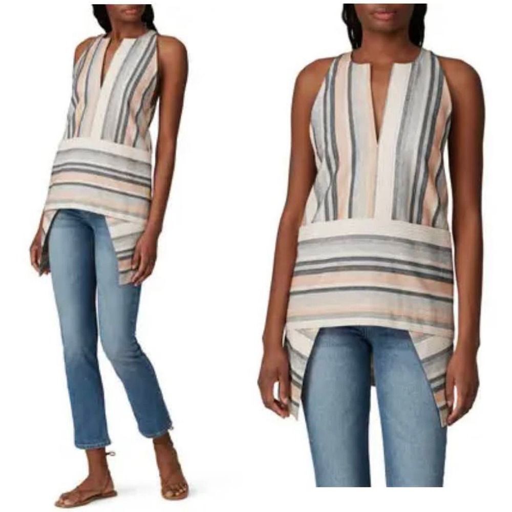ROSETTA GETTY Striped White, Gray, Orange, Apron Halter Top, size 12